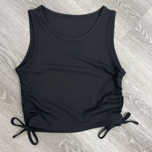 Black Tie Riched Side Cropped Tank Top fits size Large